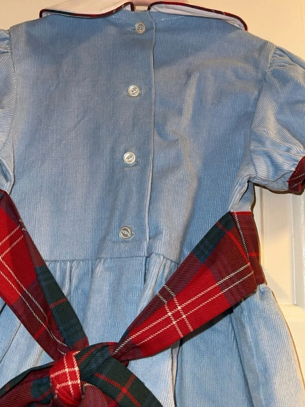 The Beaufort Bonnet Company Light Blue Corduroy Christmas Dress